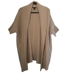 Chunky Knit Lambswool Cardigan Sweater Cream White Tahari Womens Size Medium